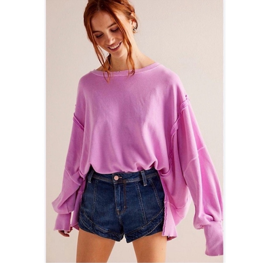 Free People We The Free Camden Sweatshirt in Bubble Tea size S, EUC